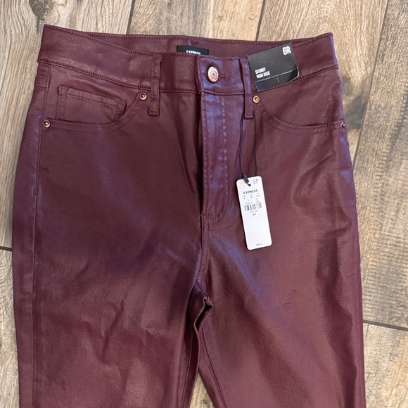 Express Chic Women's Burgundy Skinny High Rise Jeans - Picture 3 of 3